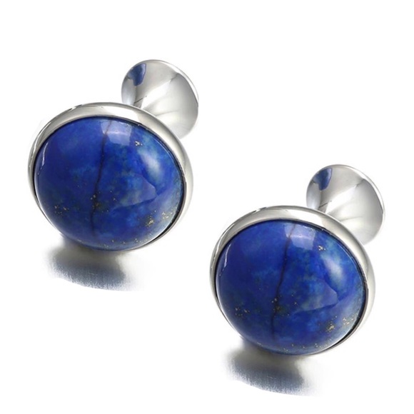 Other - Elegant Round Blue Lapis Lazuli Cufflinks